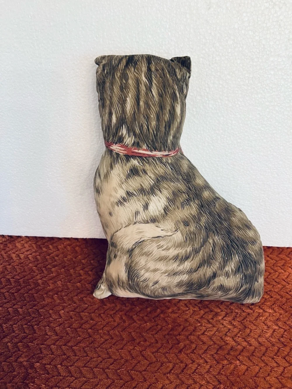 Vintage Tabby Cat Pillow with Pink Bow 1970’s Ithaca Kitty from Sewing Pattern